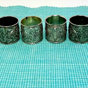 Vintage Lion Head Regal Napkin Rings Silver Plated Set Of Four